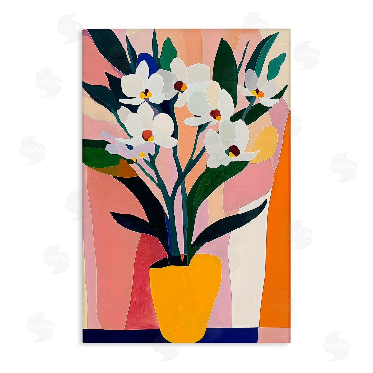 Creative Studio Yellow Vase Of Tall Flowers Canvas Wall Art Print