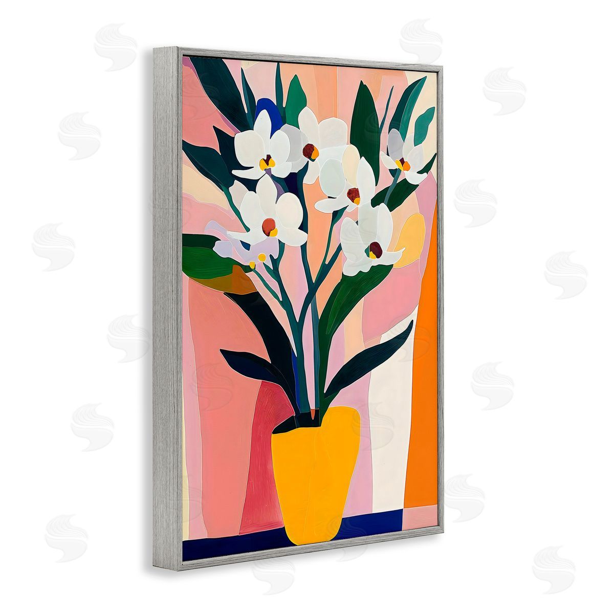 Creative Studio Yellow Vase Of Tall Flowers Gray Framed Giclee Art Print