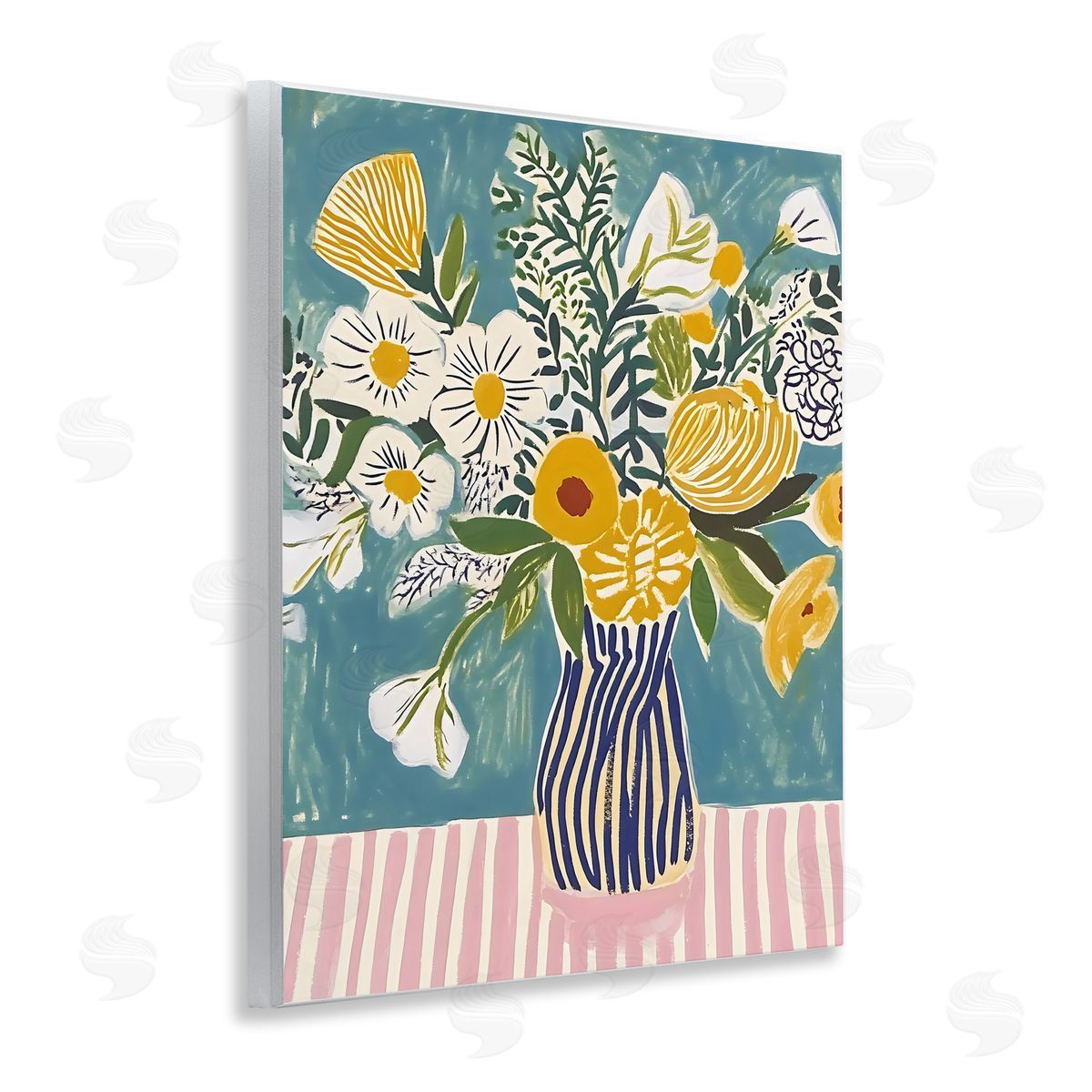 Creative Studio Bouquet on Striped Setting Wall Plaque Art Print