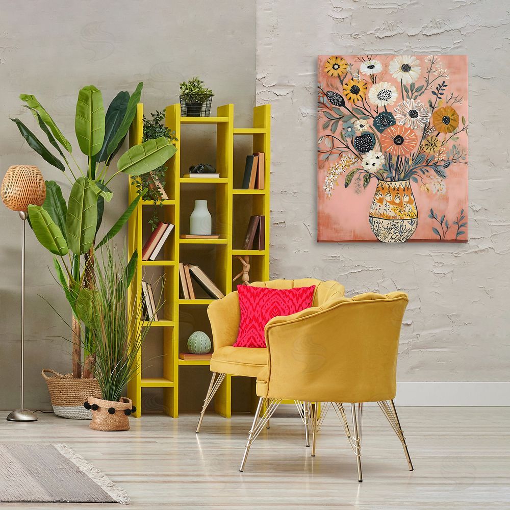 Creative Studio Boho Patterned Bouquet Vase Printed Wall Art in Room