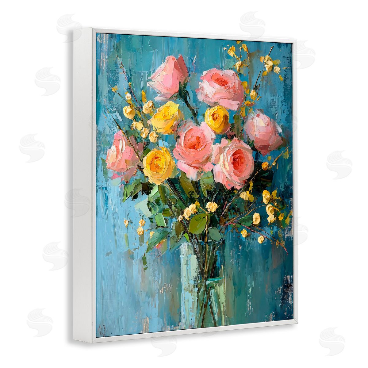 Creative Studio Pink And Yellow Rose Display White Frame Giclee Art Print