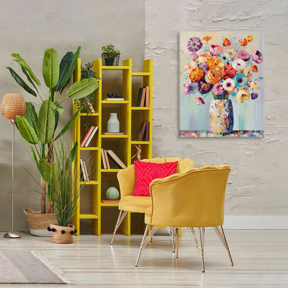 Creative Studio Colorful Bouquet Of Texture Printed Wall Art in Room