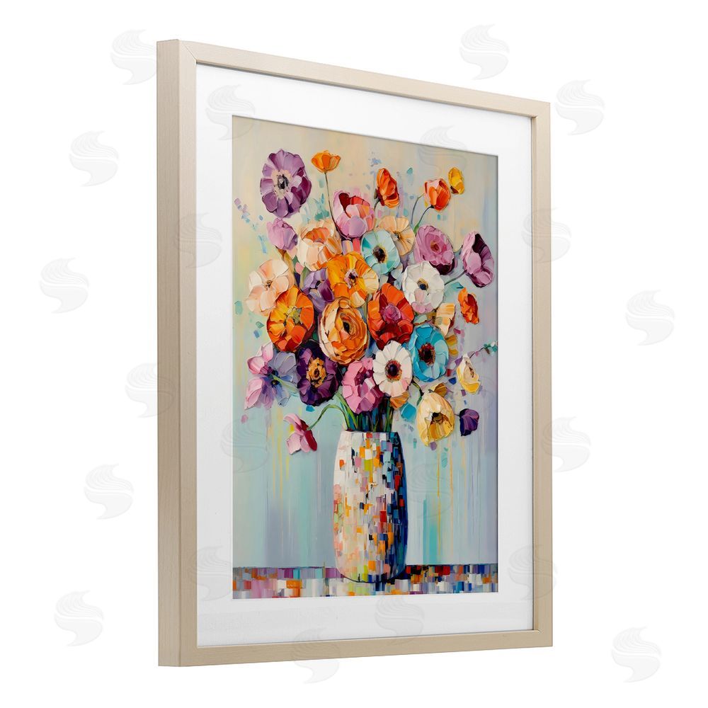 Creative Studio Colorful Bouquet Of Texture Birch Framed Print Under Glass Art