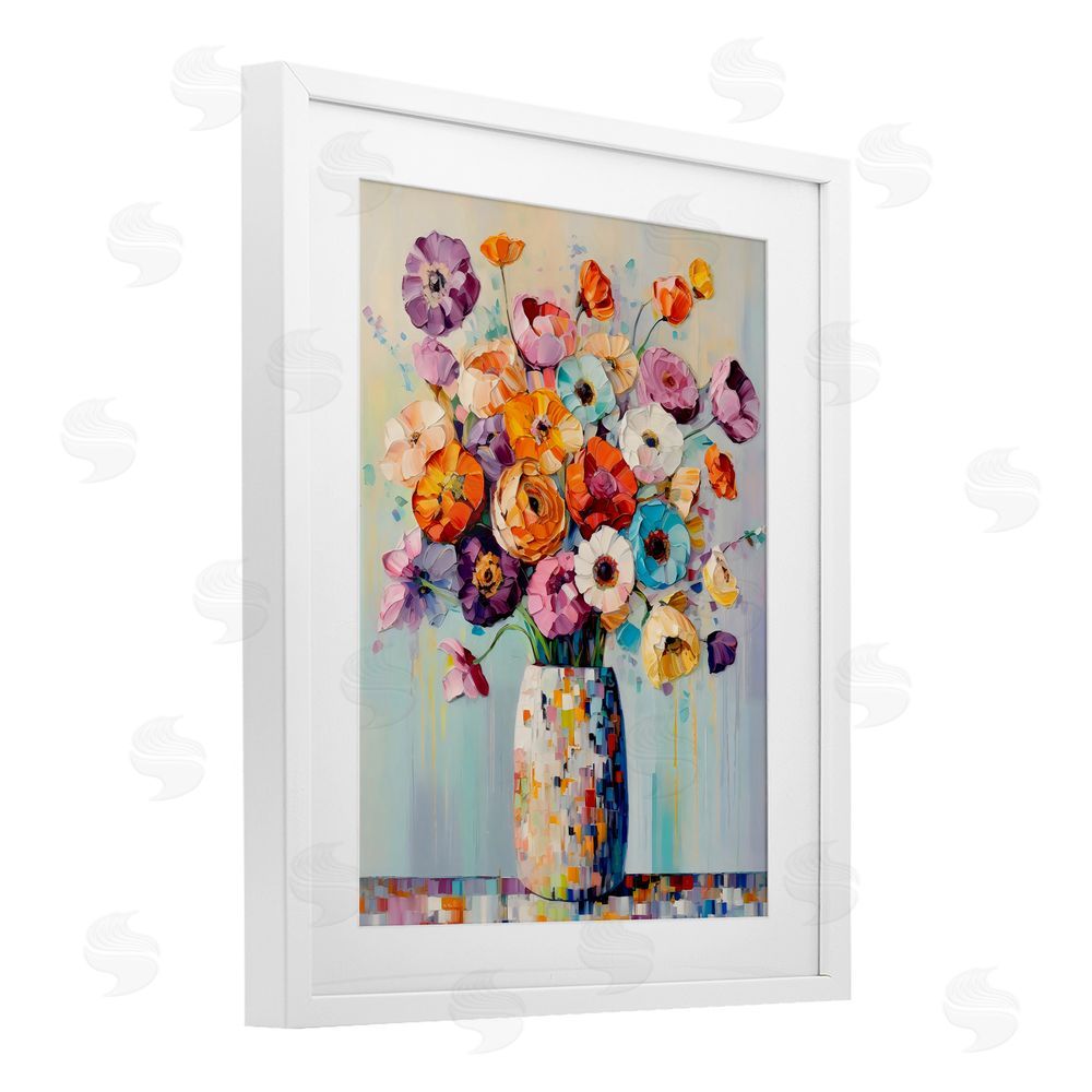 Creative Studio Colorful Bouquet Of Texture White Framed Print Under Glass Art