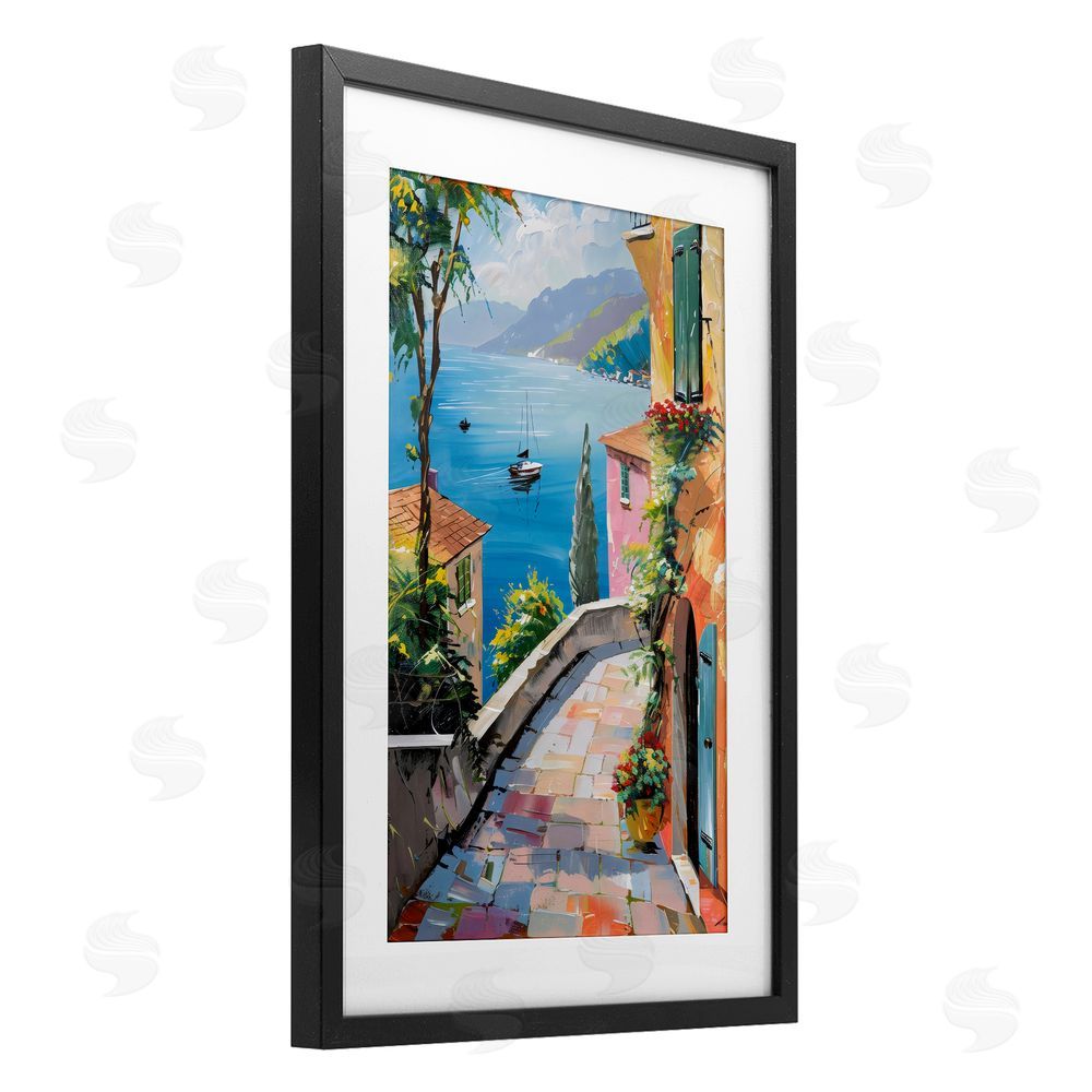 Creative Studio By The Sea Village Black Framed Print Under Glass Art