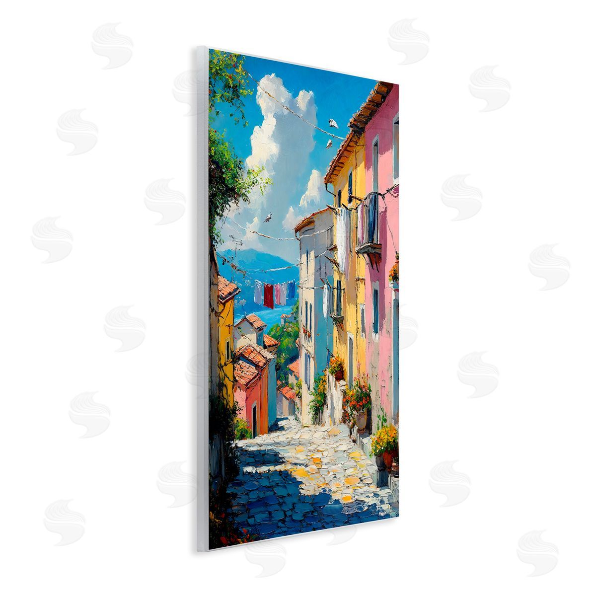 Creative Studio Colorful Coastal Town Wall Plaque Art Print