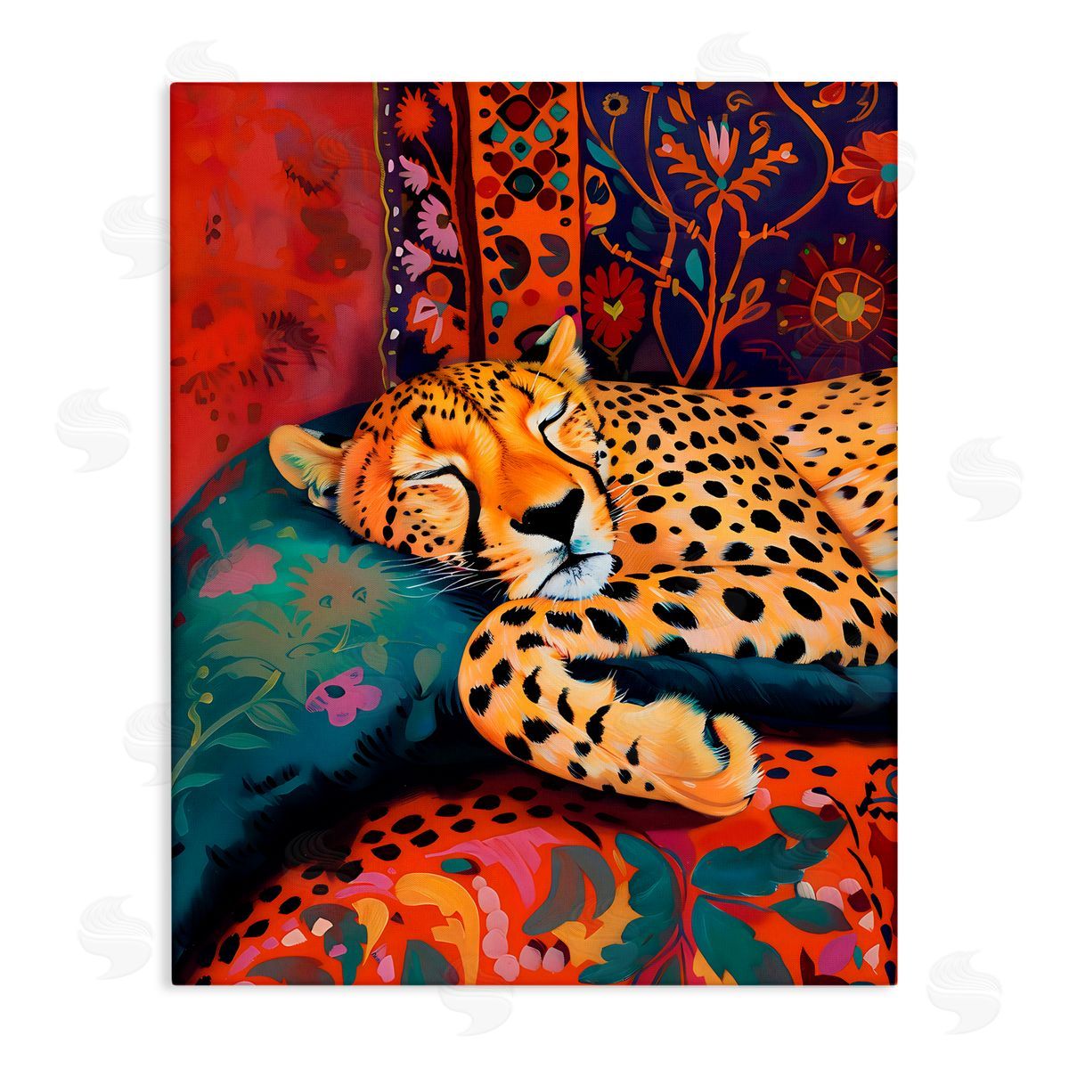 Creative Studio Cozy Cheetah Boho Textiles Canvas Wall Art Print