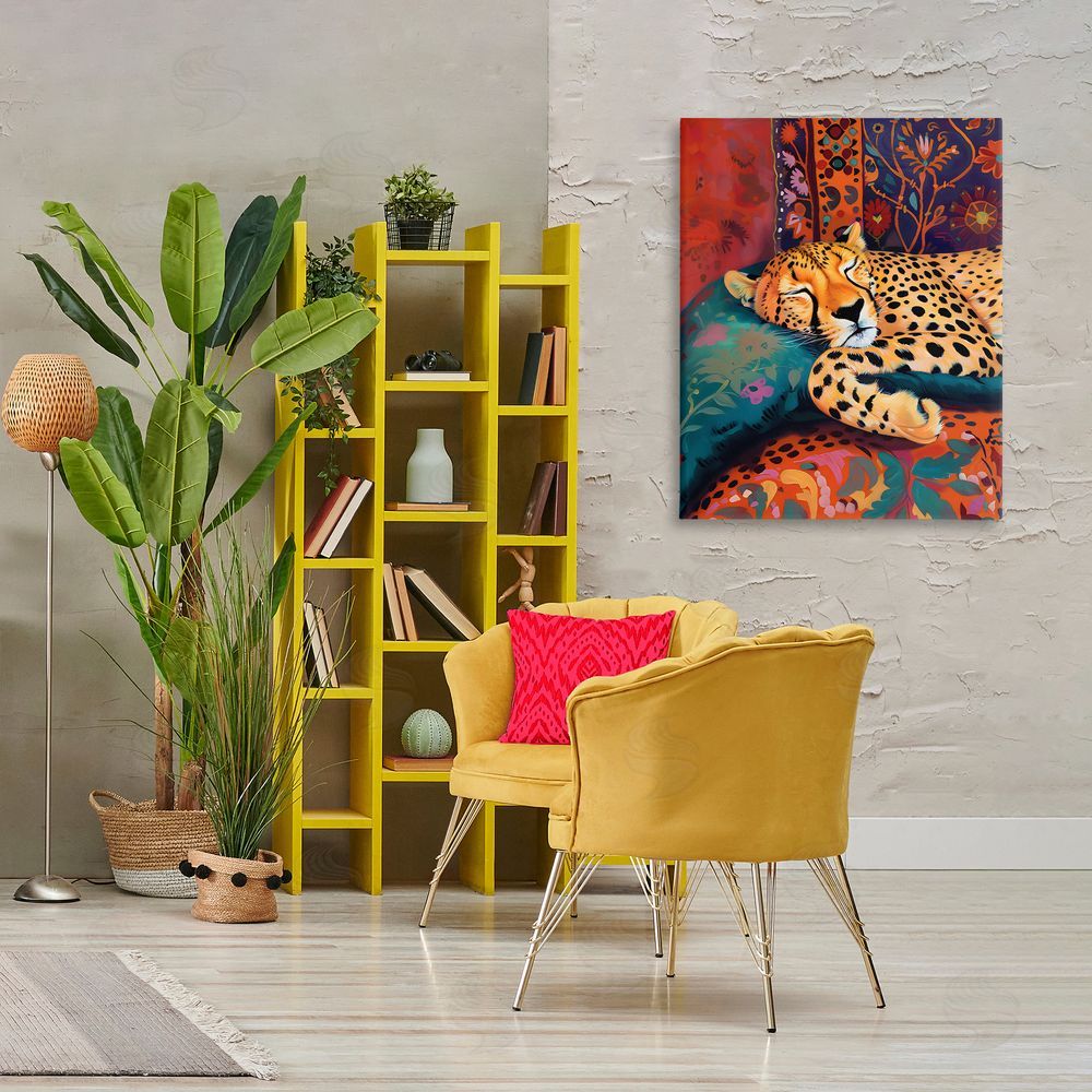 Creative Studio Cozy Cheetah Boho Textiles Printed Wall Art in Room