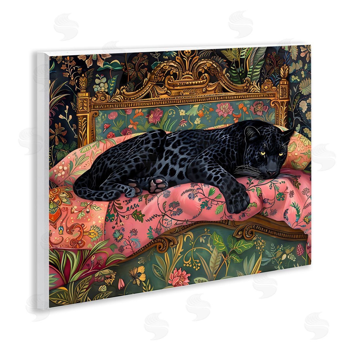 Creative Studio Leopard Lounge on Ornate Textiles Wall Plaque Art Print