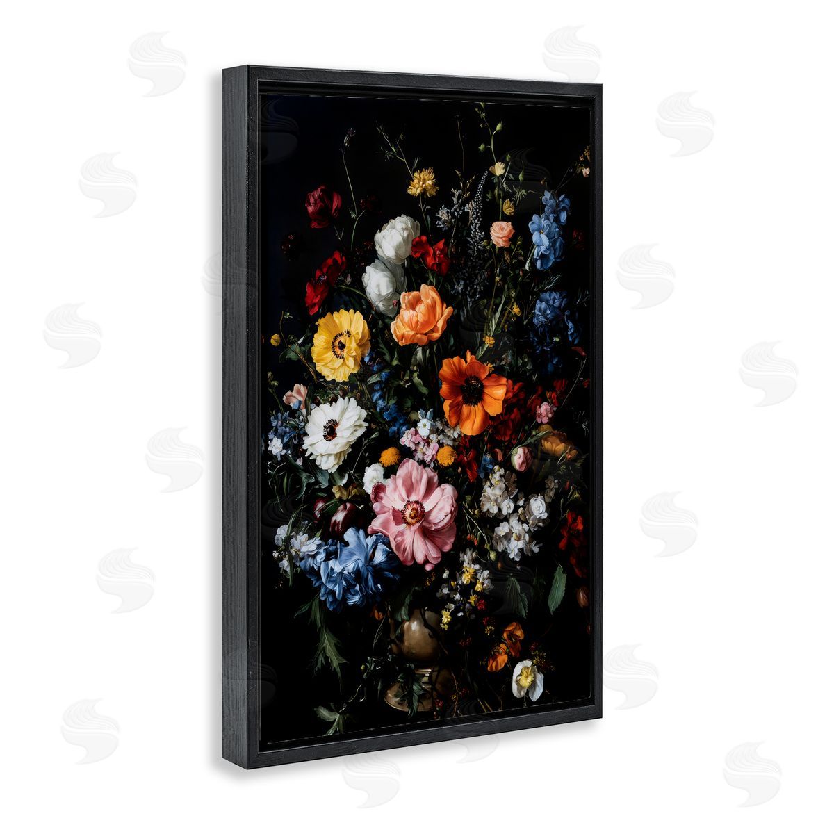 Creative Studio Dark Opulent Bouquet Black Floating Frame Canvas Wall Art Print
