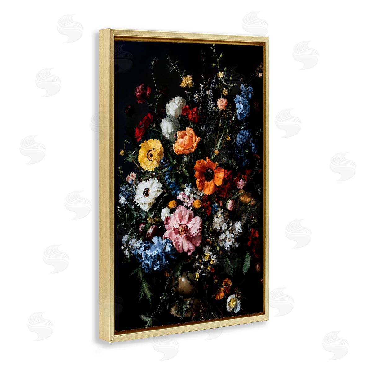 Creative Studio Dark Opulent Bouquet Gold Floating Frame Canvas Art Print