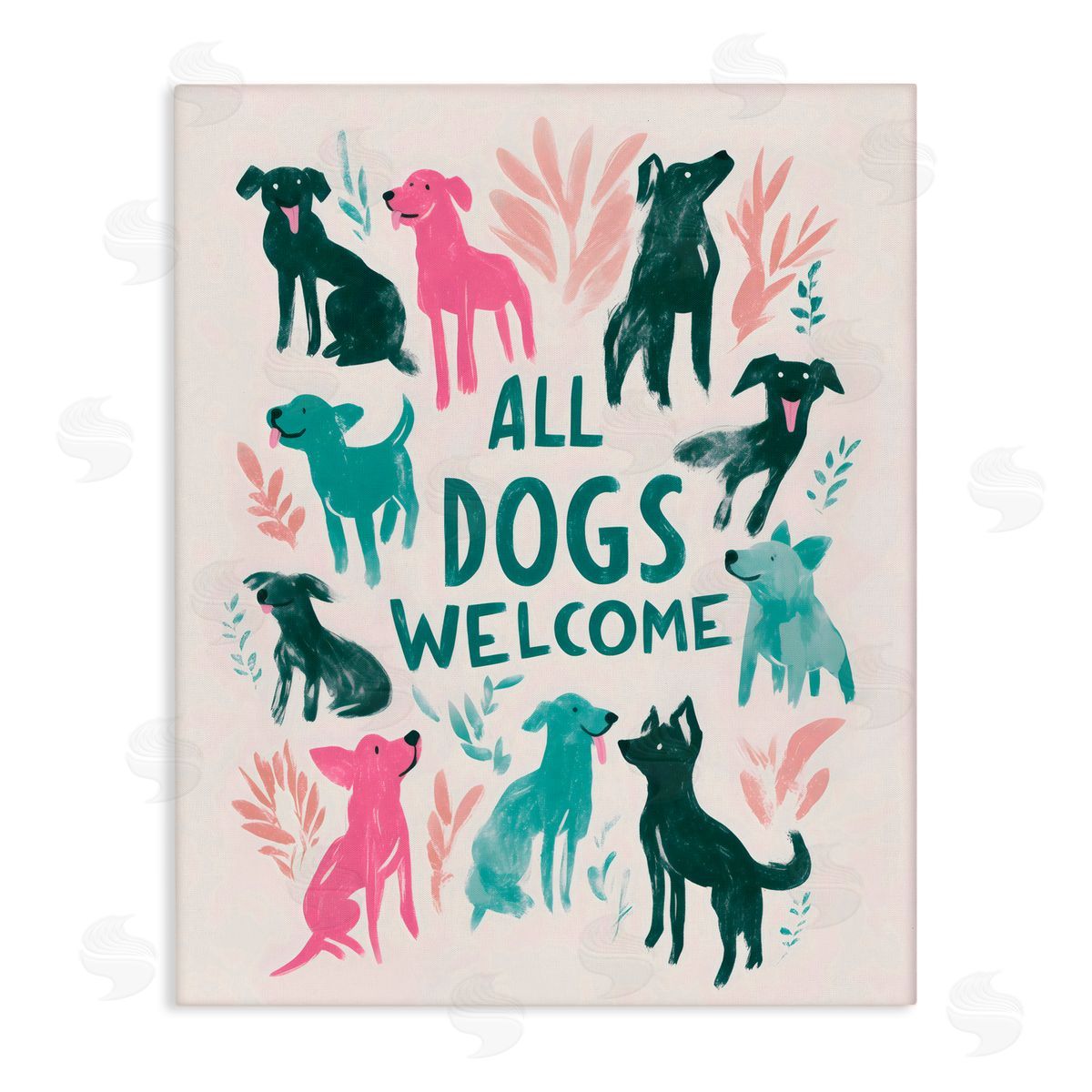 Arlington Prints All Dogs Welcome Pastels Canvas Wall Art Print