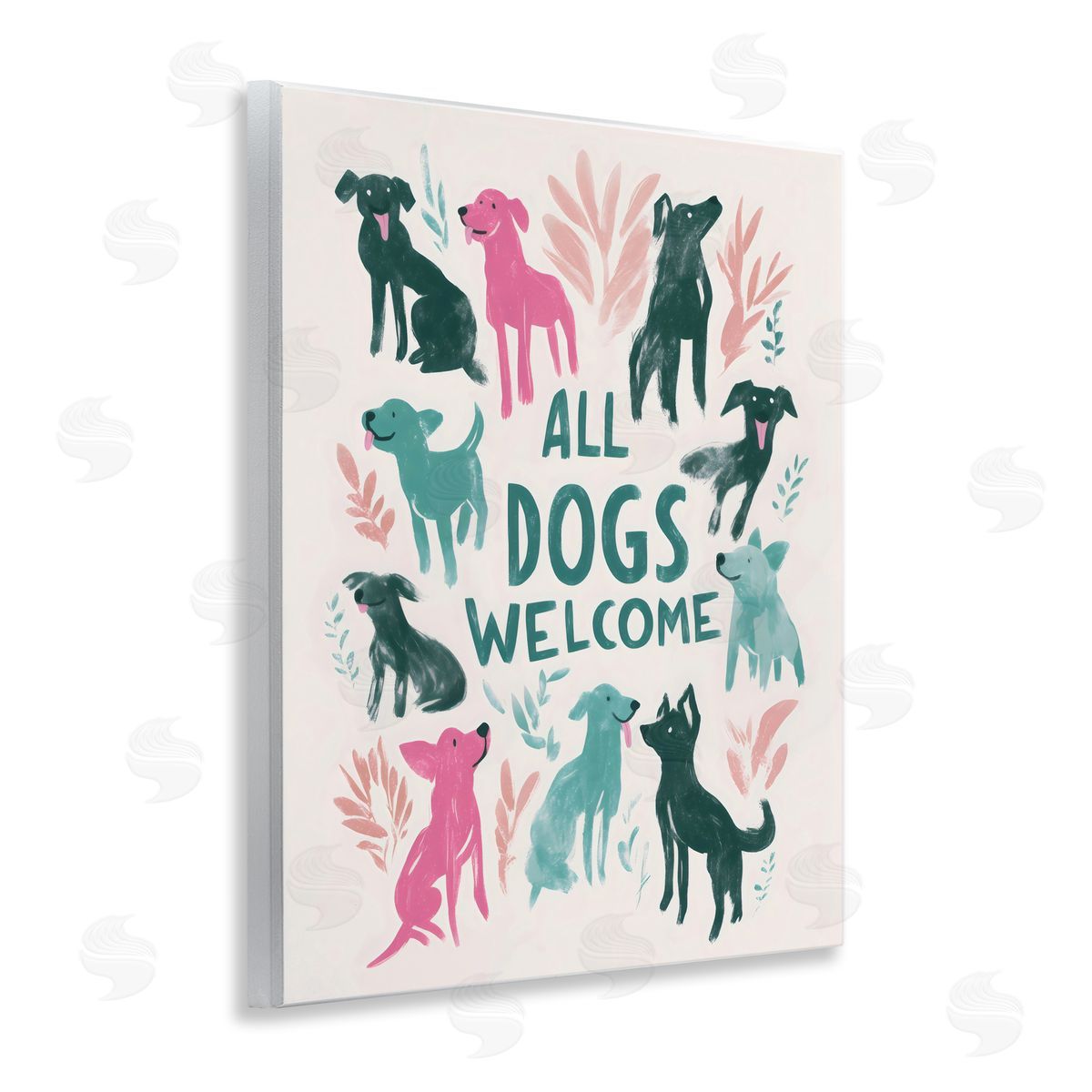 Arlington Prints All Dogs Welcome Pastels Wall Plaque Art Print