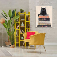 Arlington Prints | Book Stack Black Cat
