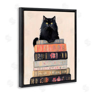 Arlington Prints | Book Stack Black Cat