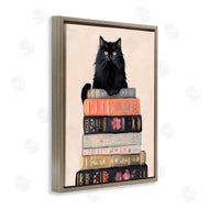 Arlington Prints | Book Stack Black Cat
