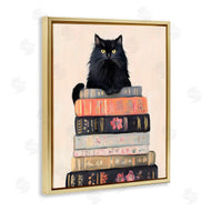 Arlington Prints | Book Stack Black Cat