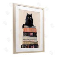 Arlington Prints | Book Stack Black Cat