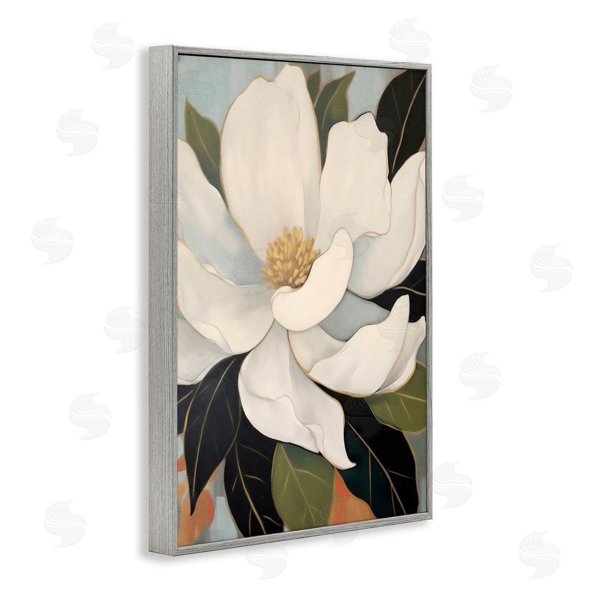 Creative Studio Open Magnolia Petals Gray Framed Giclee Art Print