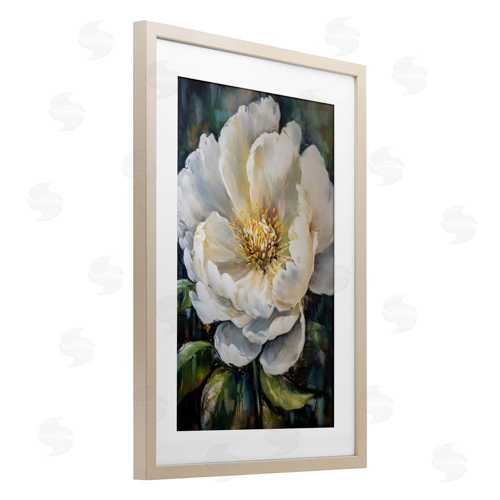 Creative Studio Pretty Painted Flower Birch Framed Print Under Glass Art