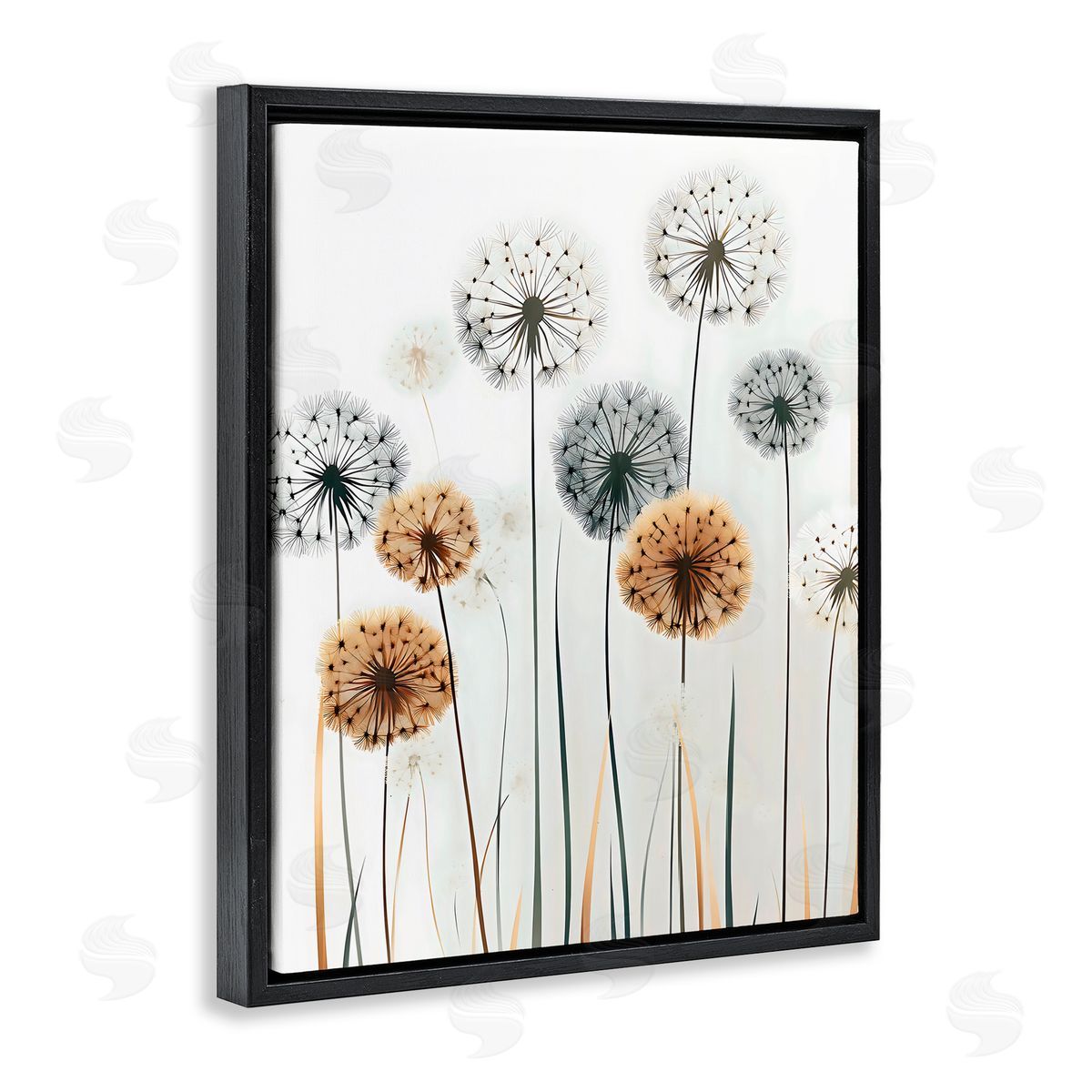 Creative Studio Rustic Dandelions Growth Black Floating Frame Canvas Wall Art Print