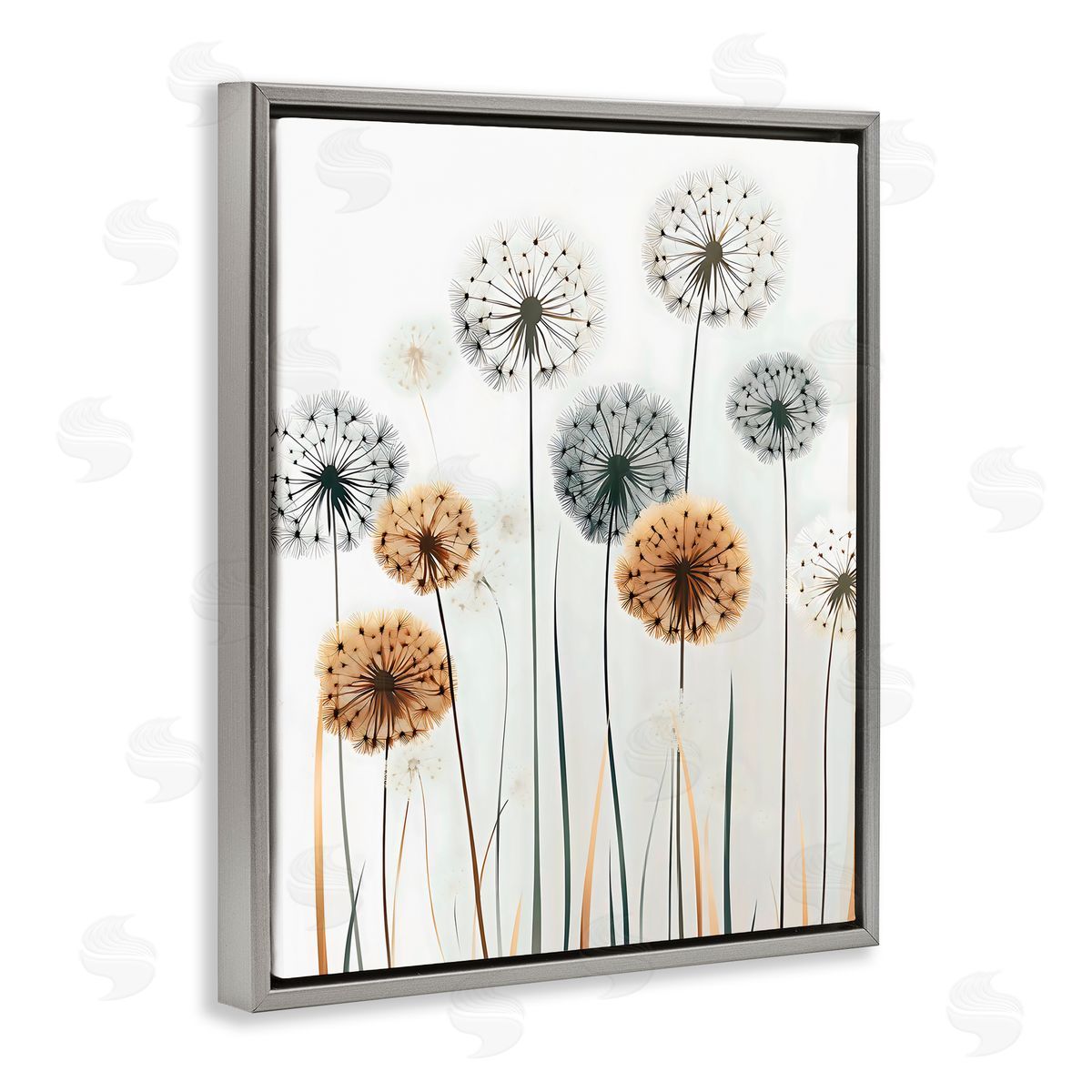 Creative Studio Rustic Dandelions Growth Gray Floating Frame Canvas Art Print