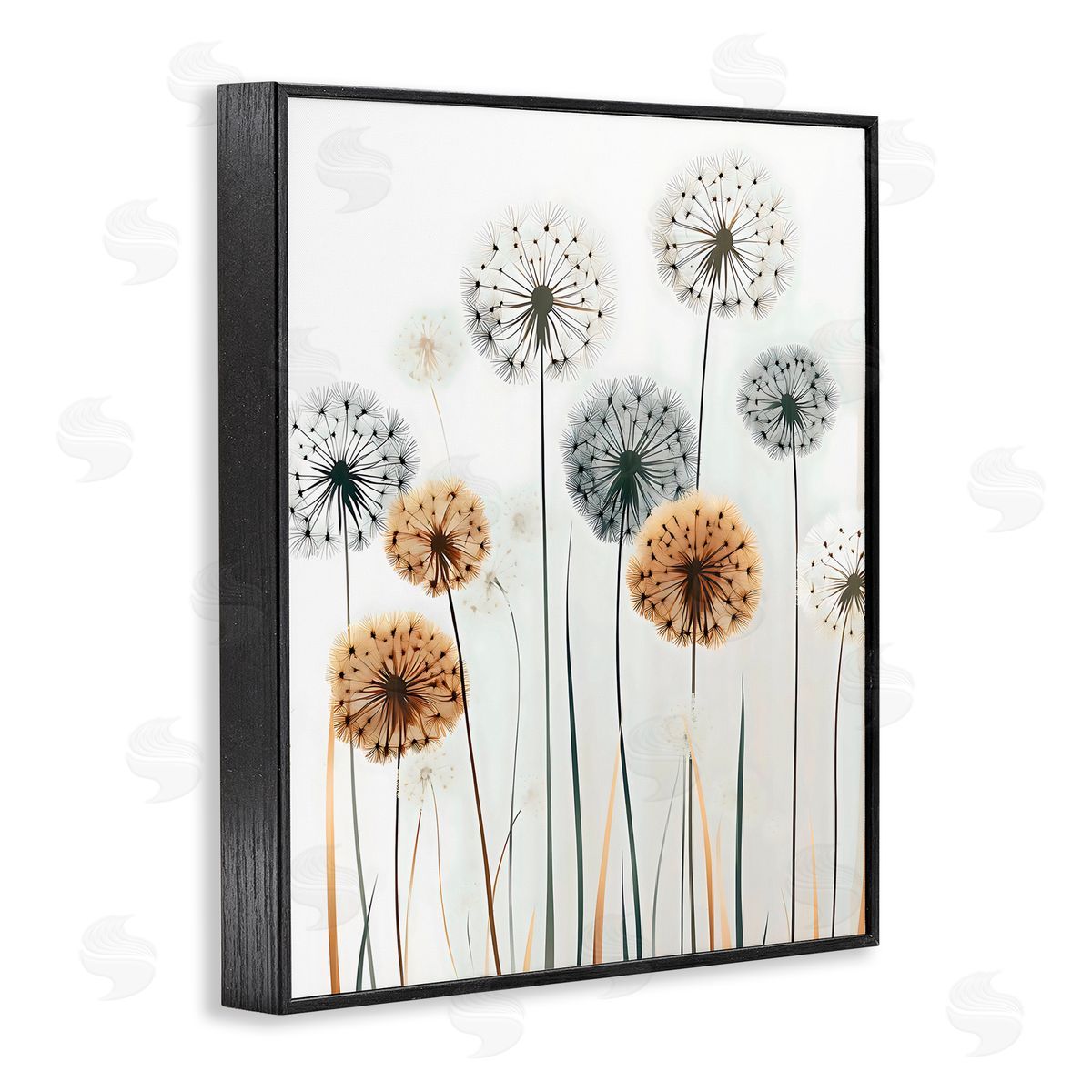 Creative Studio Rustic Dandelions Growth Black Framed Giclee Art Print