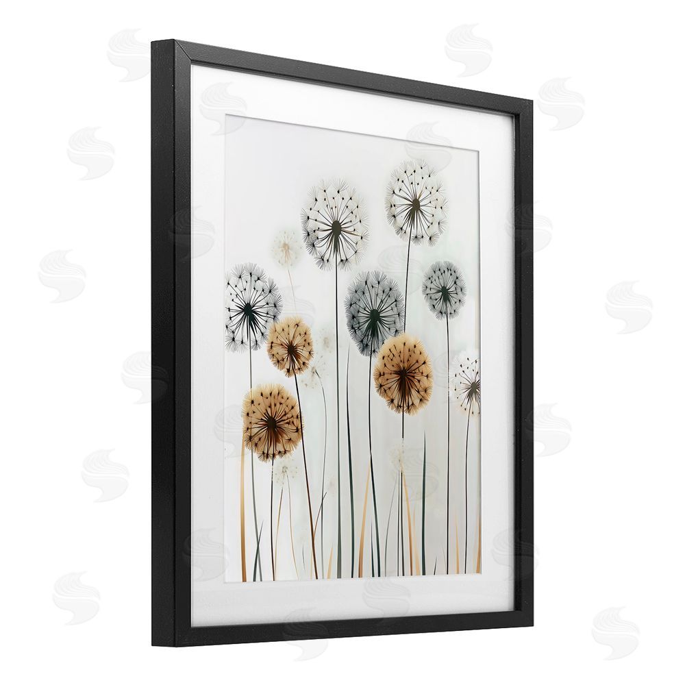Creative Studio Rustic Dandelions Growth Black Framed Print Under Glass Art