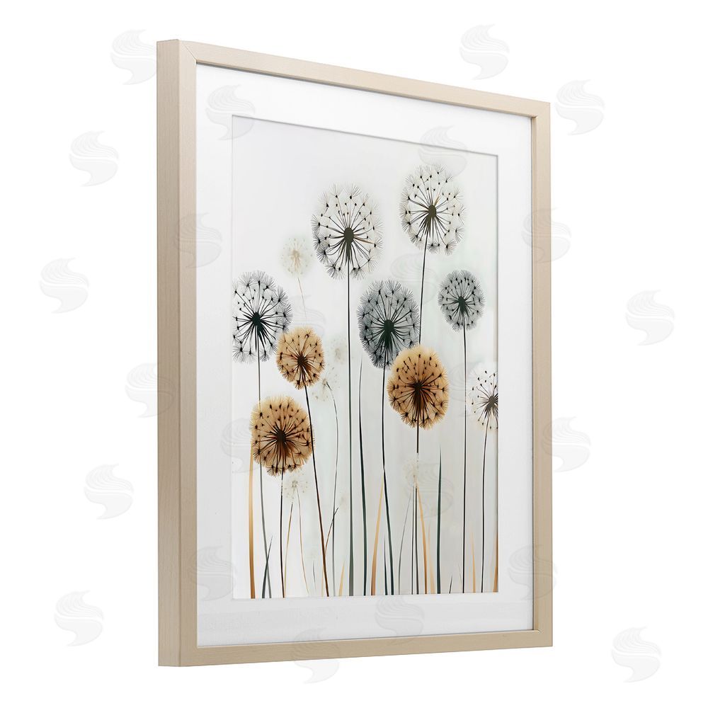 Creative Studio Rustic Dandelions Growth Birch Framed Print Under Glass Art