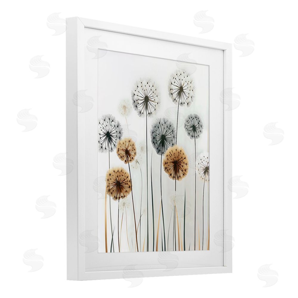Creative Studio Rustic Dandelions Growth White Framed Print Under Glass Art