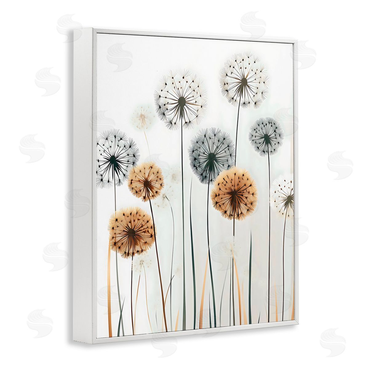 Creative Studio Rustic Dandelions Growth White Frame Giclee Art Print