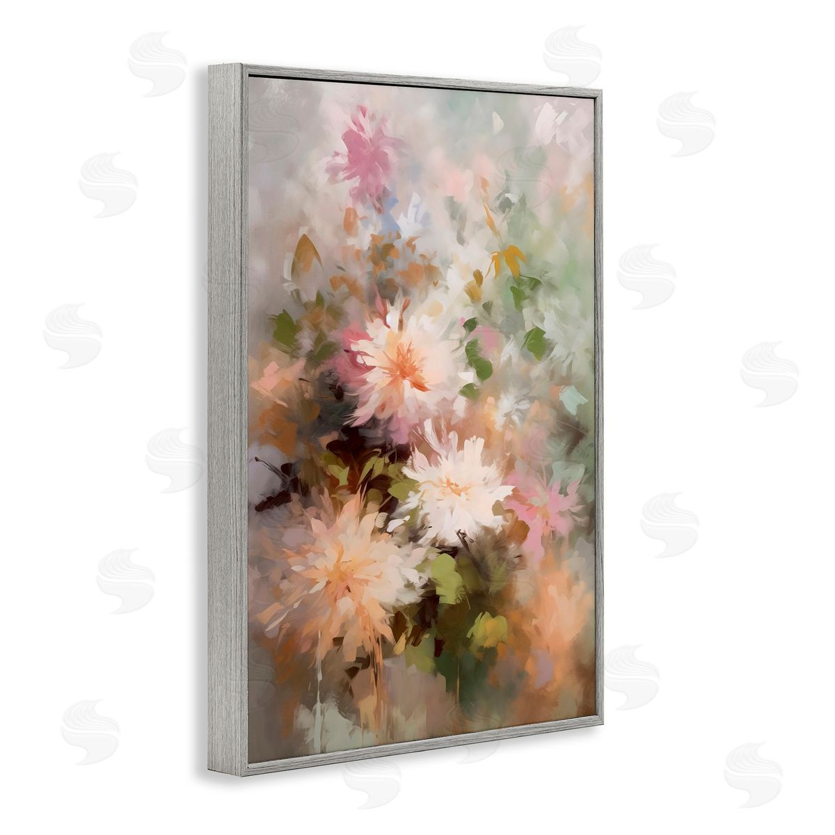 Creative Studio Faded Pastel Dahlias Gray Framed Giclee Art Print