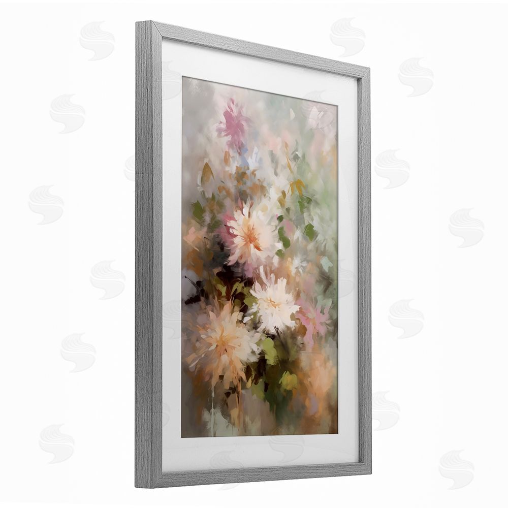 Creative Studio Faded Pastel Dahlias Gray Framed Print Under Glass Art