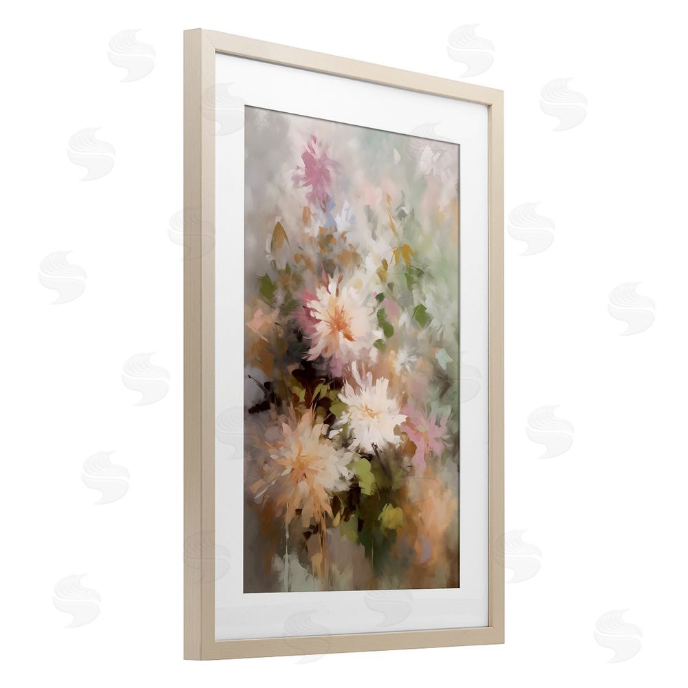 Creative Studio Faded Pastel Dahlias Birch Framed Print Under Glass Art