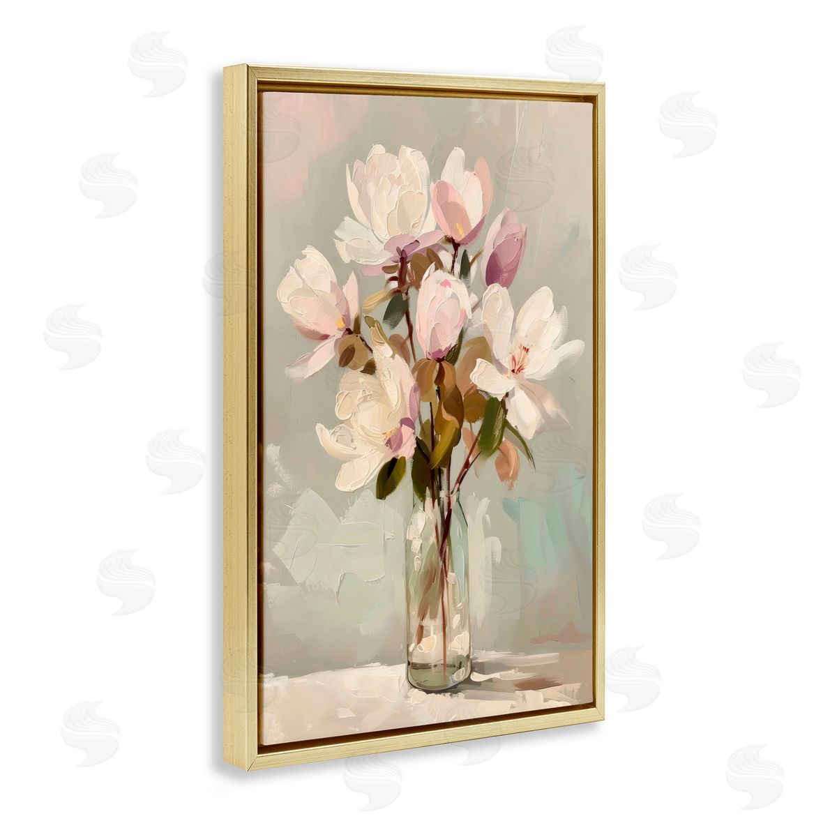 Creative Studio Blossoming Floral Arrangement Gold Floating Frame Canvas Art Print