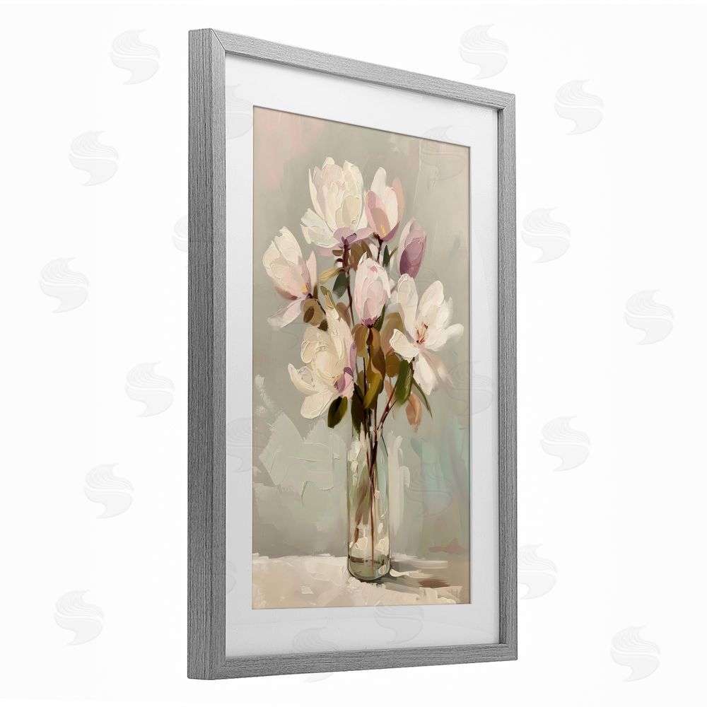 Creative Studio Blossoming Floral Arrangement Gray Framed Print Under Glass Art