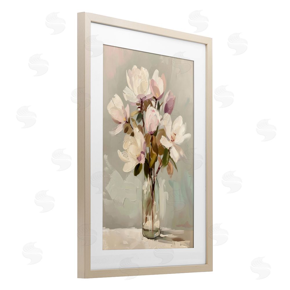 Creative Studio Blossoming Floral Arrangement Birch Framed Print Under Glass Art