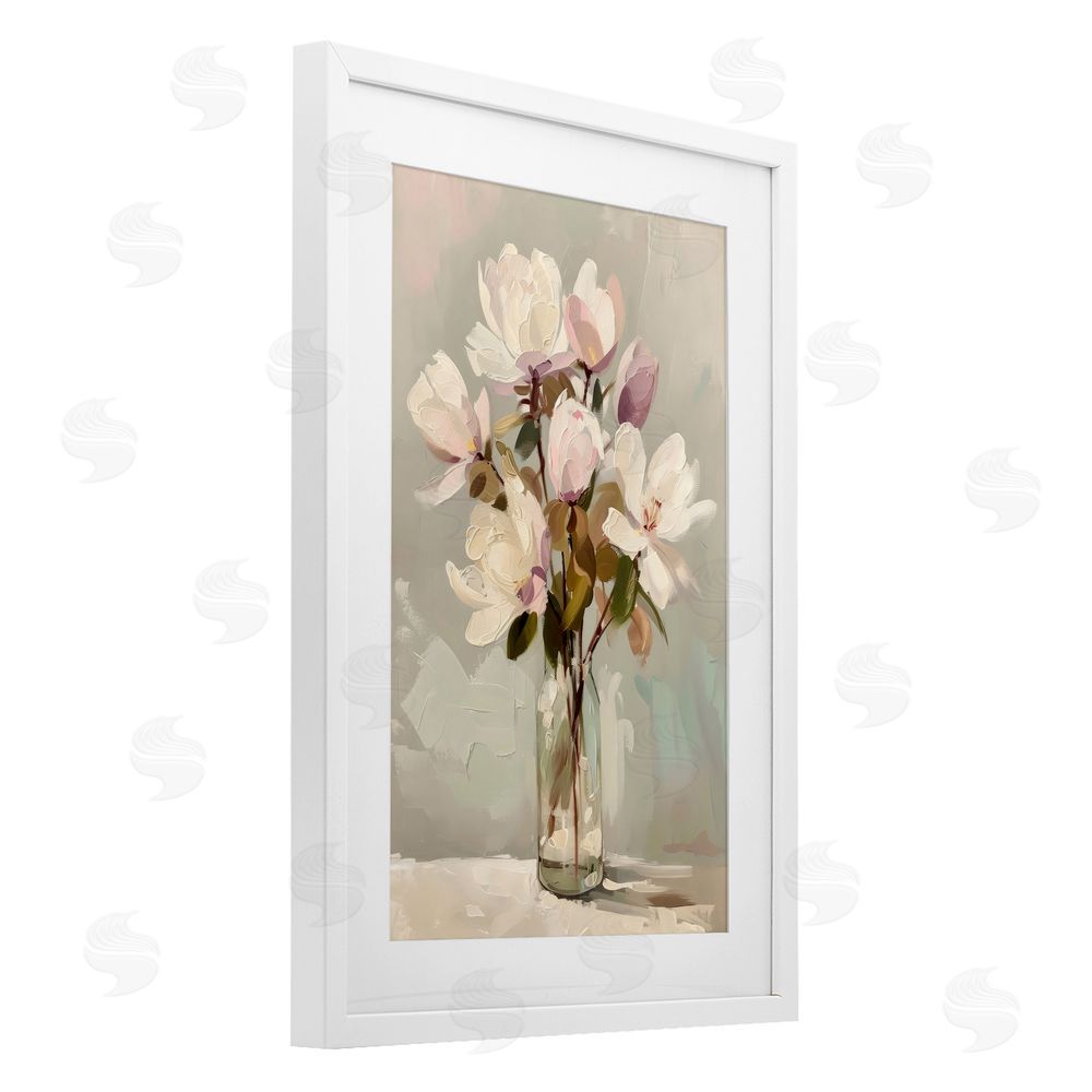 Creative Studio Blossoming Floral Arrangement White Framed Print Under Glass Art