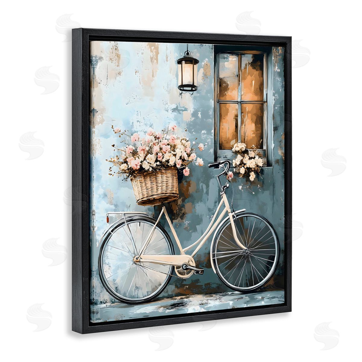 Creative Studio Charming Peaceful Botanical Bike Black Floating Frame Canvas Wall Art Print