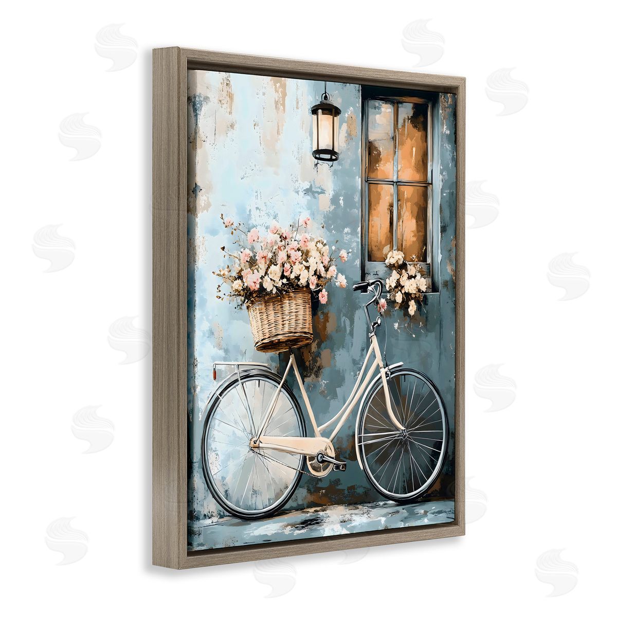 Creative Studio Charming Peaceful Botanical Bike Brown Floating Frame Canvas Art Print
