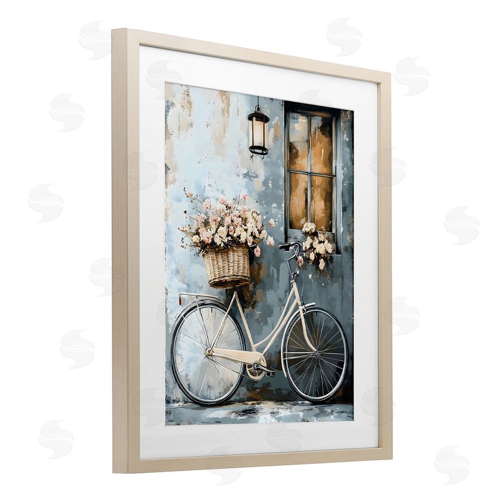 Creative Studio Charming Peaceful Botanical Bike Birch Framed Print Under Glass Art