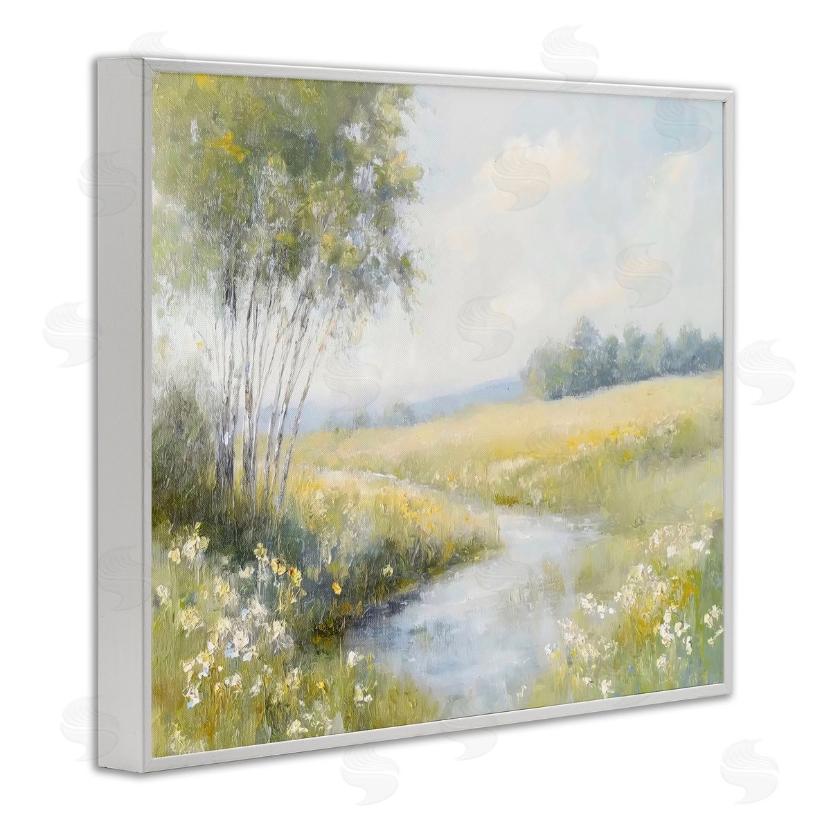Creative Studio Tranquil River Stream White Frame Giclee Art Print