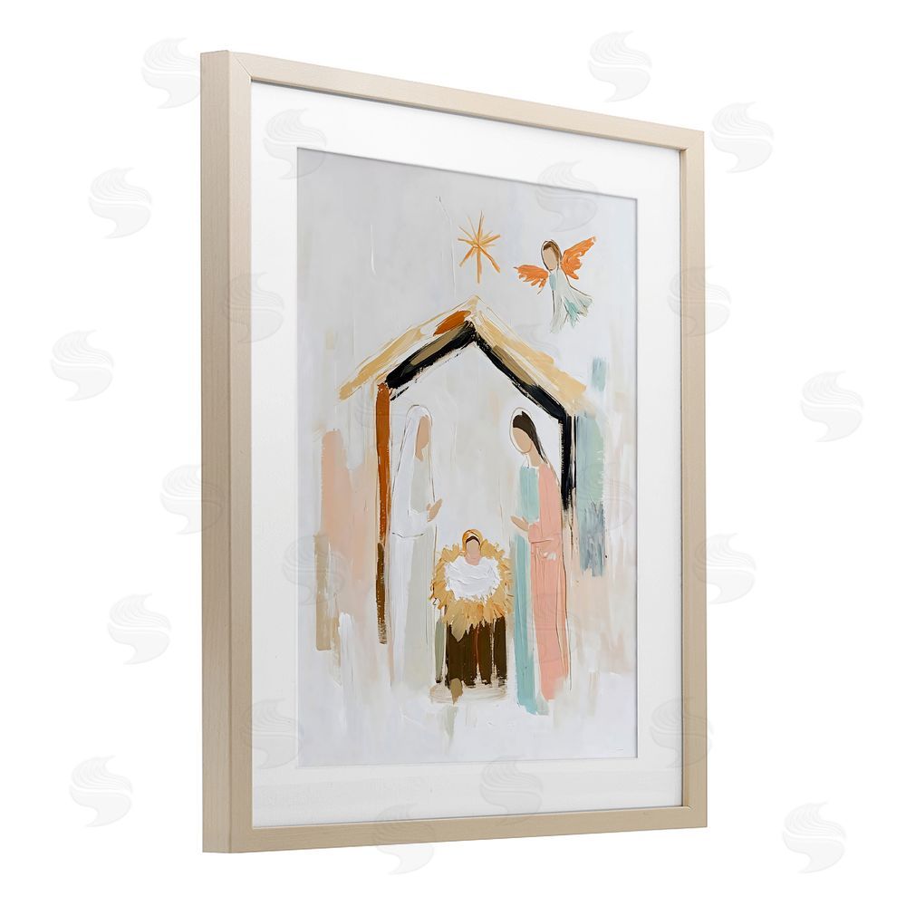 Creative Studio Holy Nativity Abstract Scene Birch Framed Print Under Glass Art