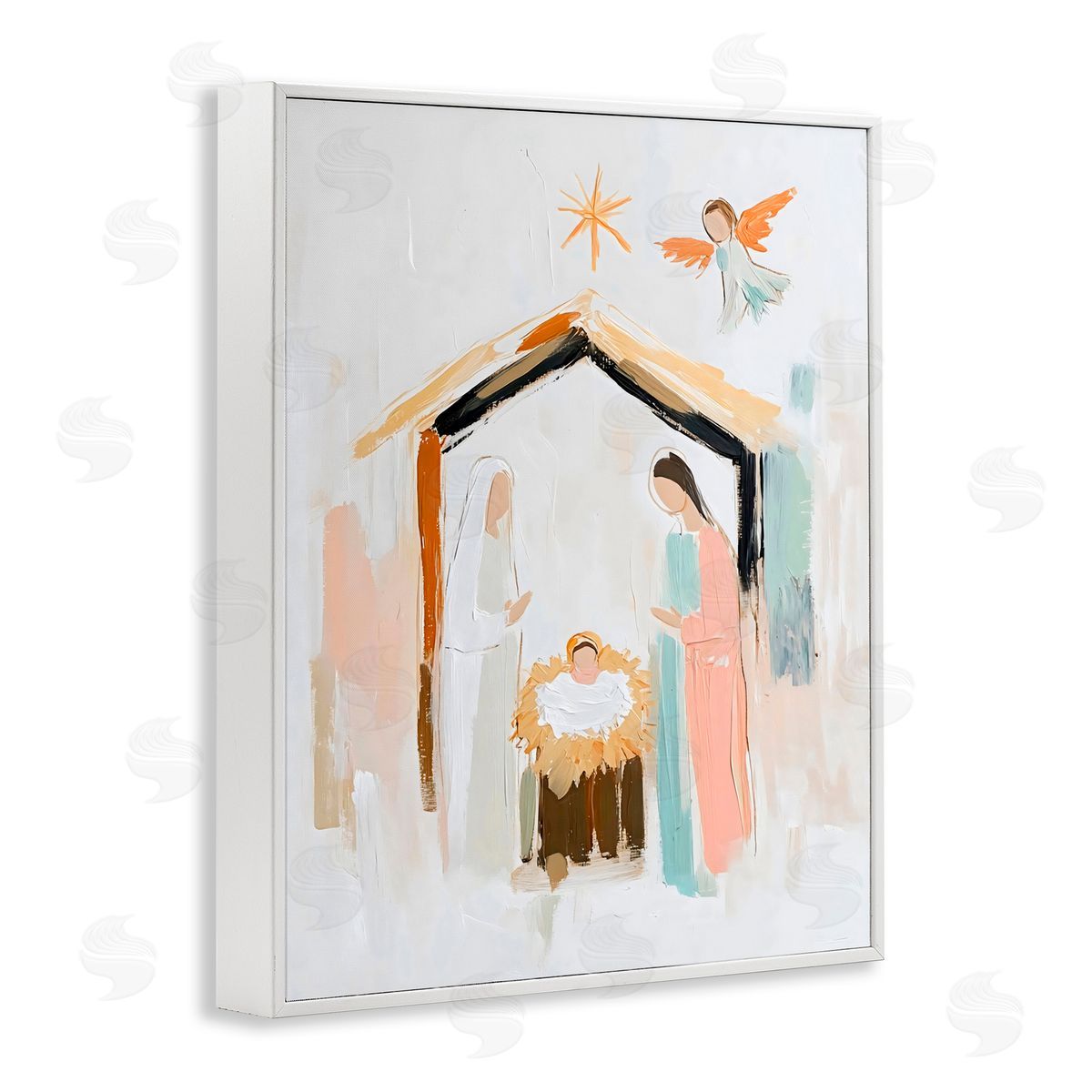 Creative Studio Holy Nativity Abstract Scene White Frame Giclee Art Print