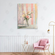 Arlington Prints | Pastel Flower Arrangement Stripes