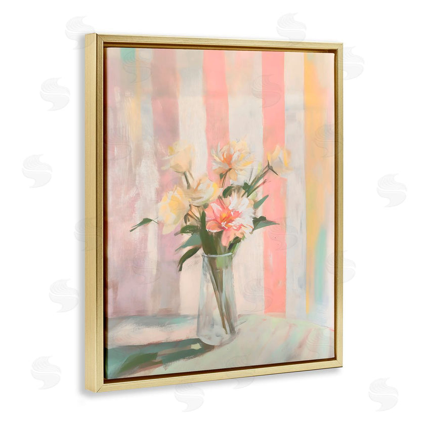 Arlington Prints | Pastel Flower Arrangement Stripes