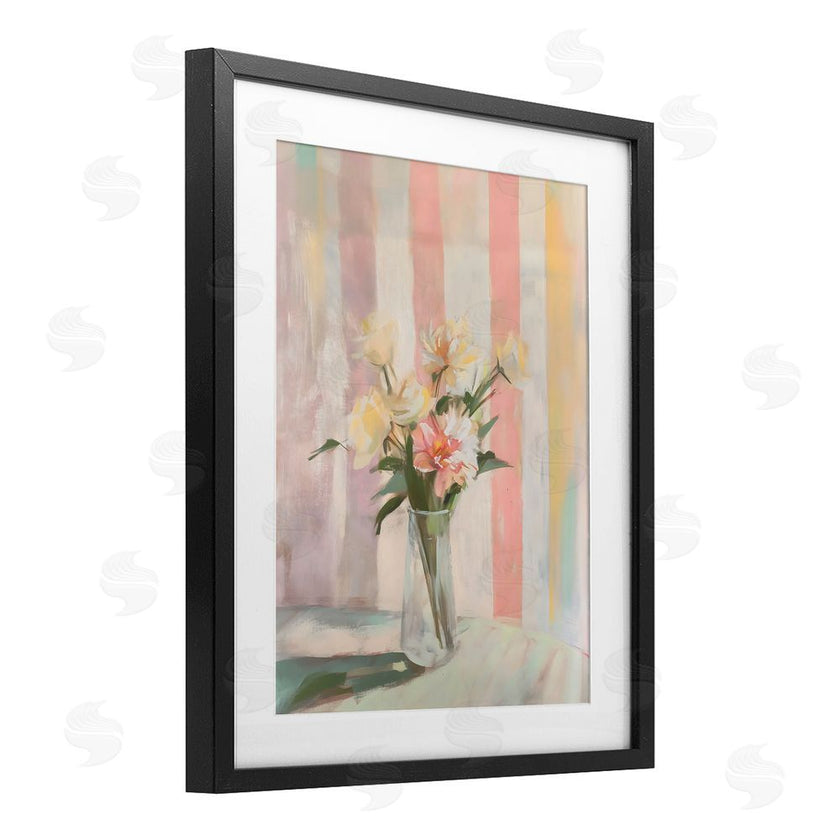 Arlington Prints | Pastel Flower Arrangement Stripes