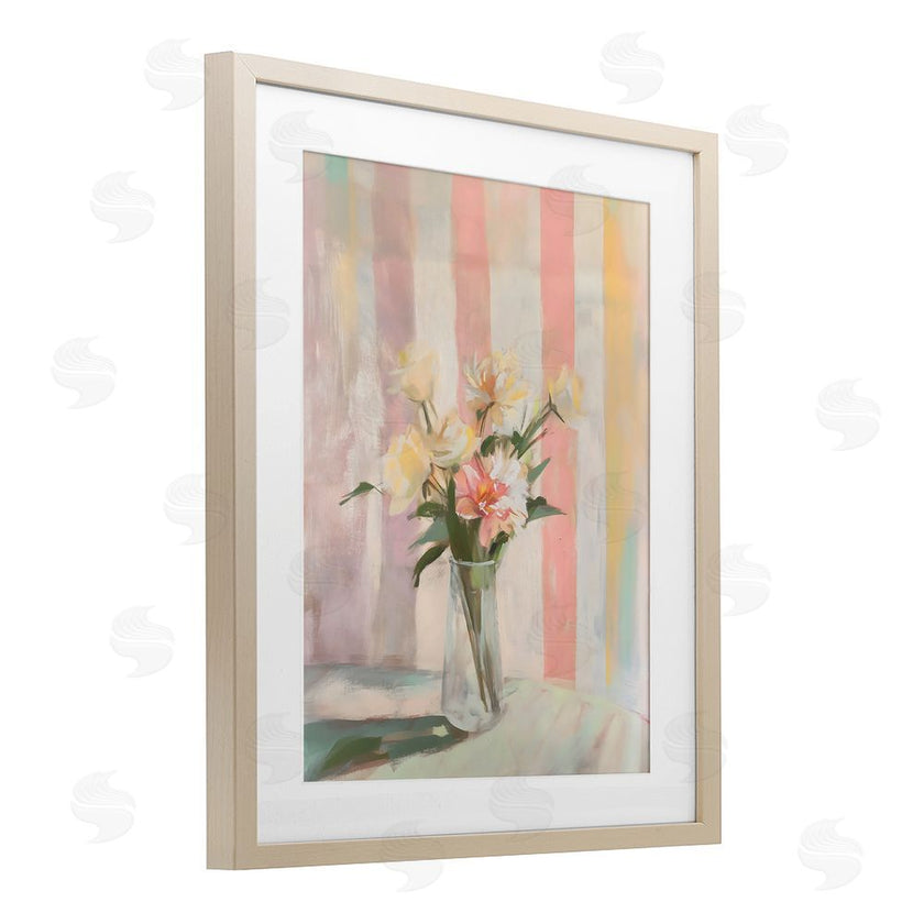 Arlington Prints | Pastel Flower Arrangement Stripes