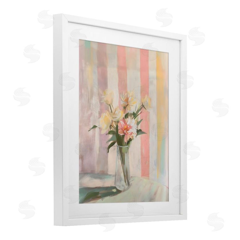 Arlington Prints | Pastel Flower Arrangement Stripes