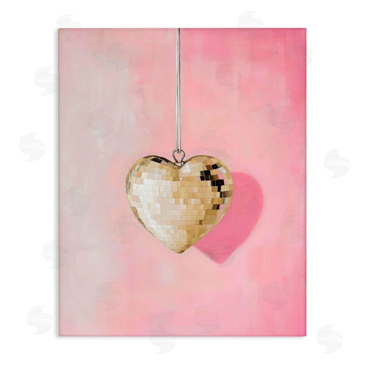 Arlington Prints Gold Disco Heart Necklace Canvas Wall Art Print